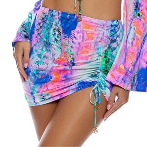 ⭕️ Luli Fama  Scrunch Up Mini Skirt Bikini Cover